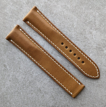 Omega-Style Deployant Strap - Barenia Golden Tan