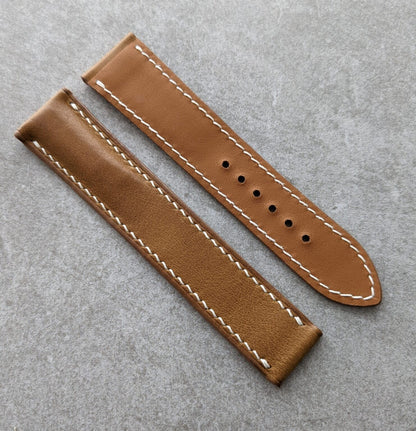 Omega-Style Deployant Strap - Barenia Golden Tan