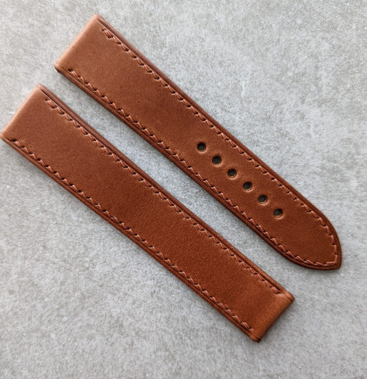 Omega-Style Deployant Strap - Chestnut Buttero