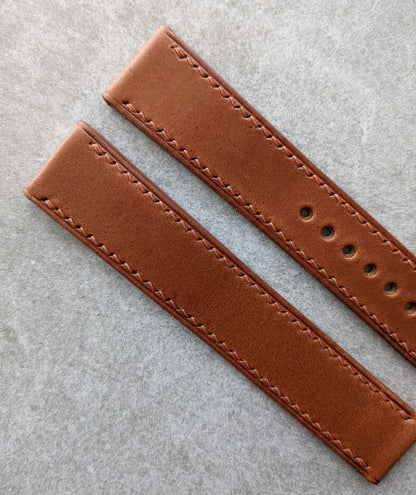 Omega-Style Deployant Strap - Chestnut Buttero