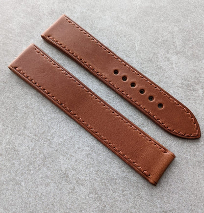 Omega-Style Deployant Strap - Chestnut Buttero