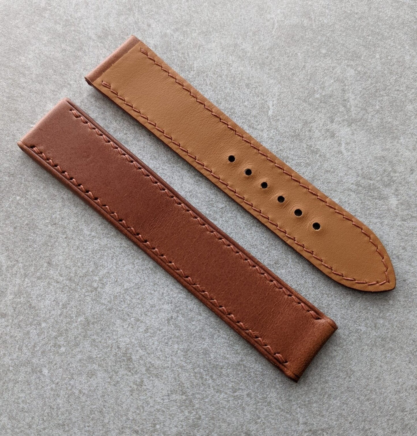 Omega-Style Deployant Strap - Chestnut Buttero