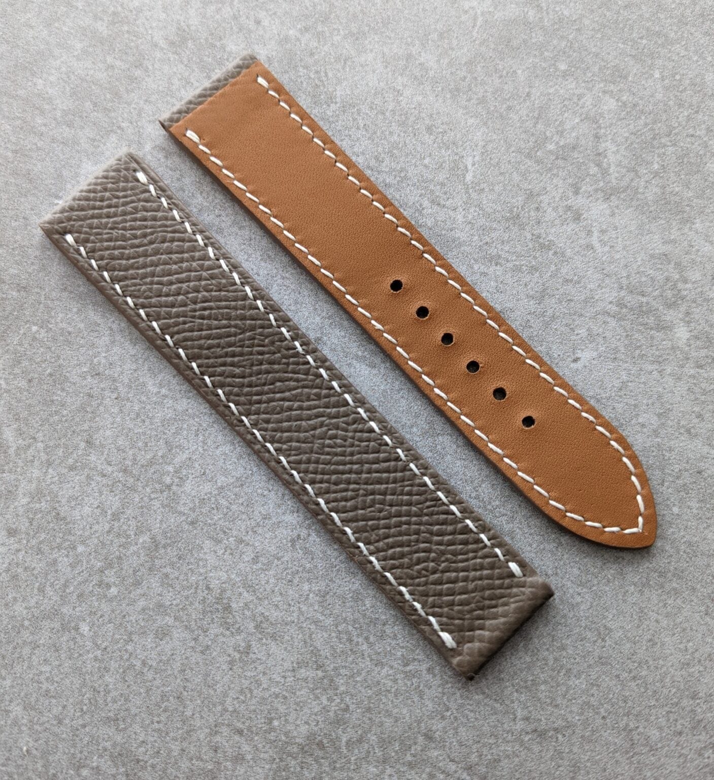 Omega-Style Deployant Strap - Taupe Epsom