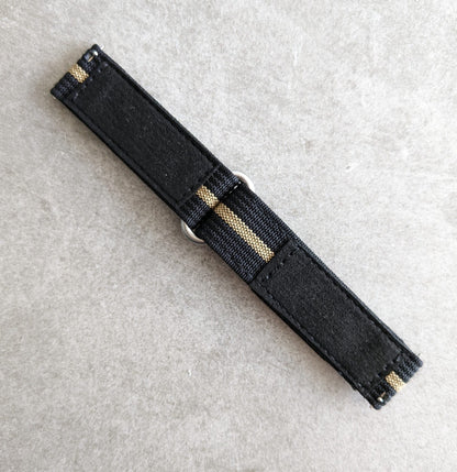 Premium Ribbed Two Piece Ballistic Nylon Strap - Black & Khaki