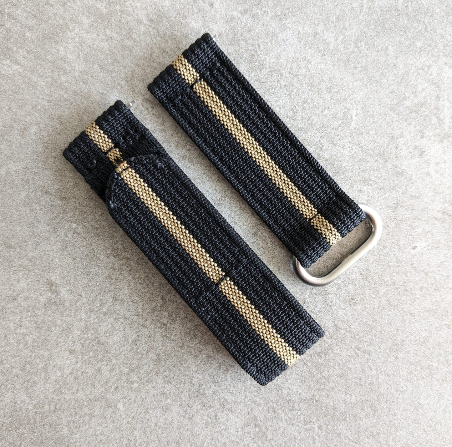 Premium Ribbed Two Piece Ballistic Nylon Strap - Black & Khaki