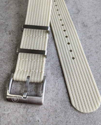 Premium Ribbed Fabric Watch Strap - Cream