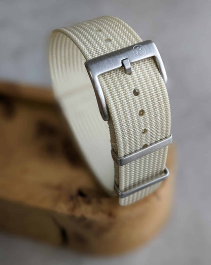 Premium Ribbed Fabric Watch Strap - Cream