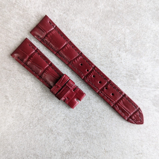 Embossed Crocodile Watch Strap - Oxblood