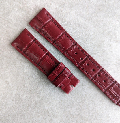 Embossed Crocodile Watch Strap - Oxblood