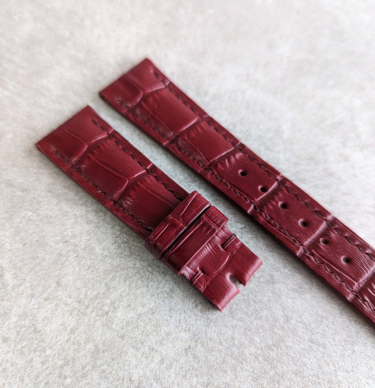 Embossed Crocodile Watch Strap - Oxblood