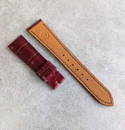 Embossed Crocodile Watch Strap - Oxblood