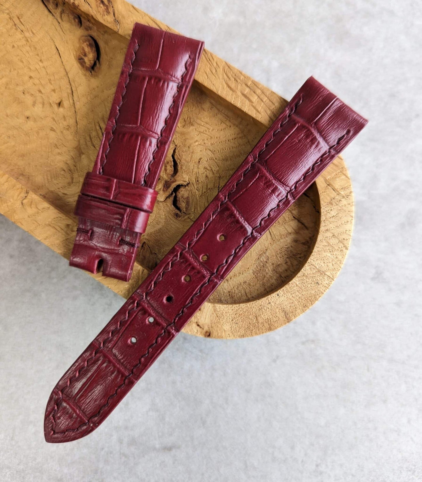 Embossed Crocodile Watch Strap - Oxblood