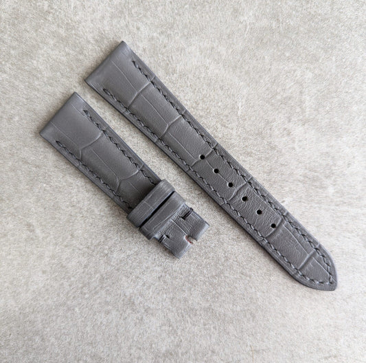 Embossed Crocodile Watch Strap - Elephant Grey