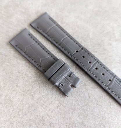 Embossed Crocodile Watch Strap - Elephant Grey