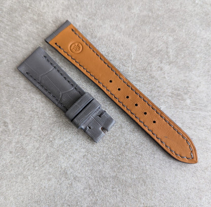 Embossed Crocodile Watch Strap - Elephant Grey