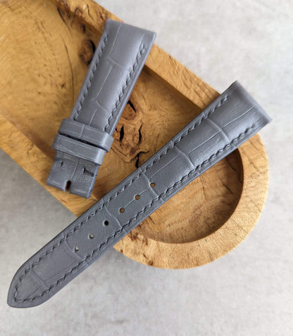 Embossed Crocodile Watch Strap - Elephant Grey