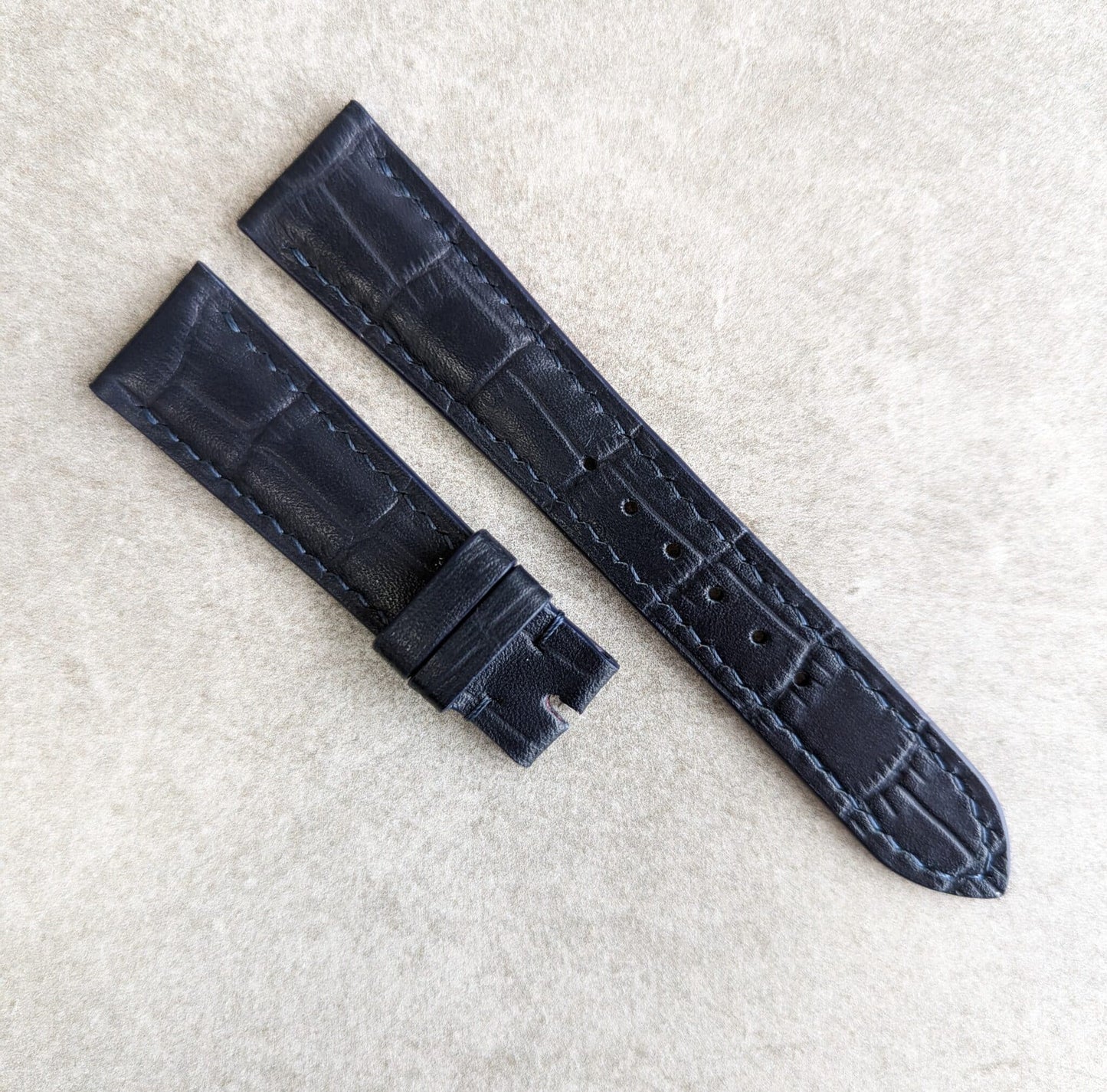 Embossed Crocodile Watch Strap - Deep Blue