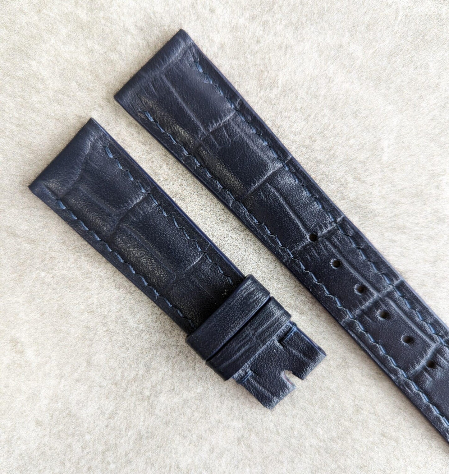 Embossed Crocodile Watch Strap - Deep Blue