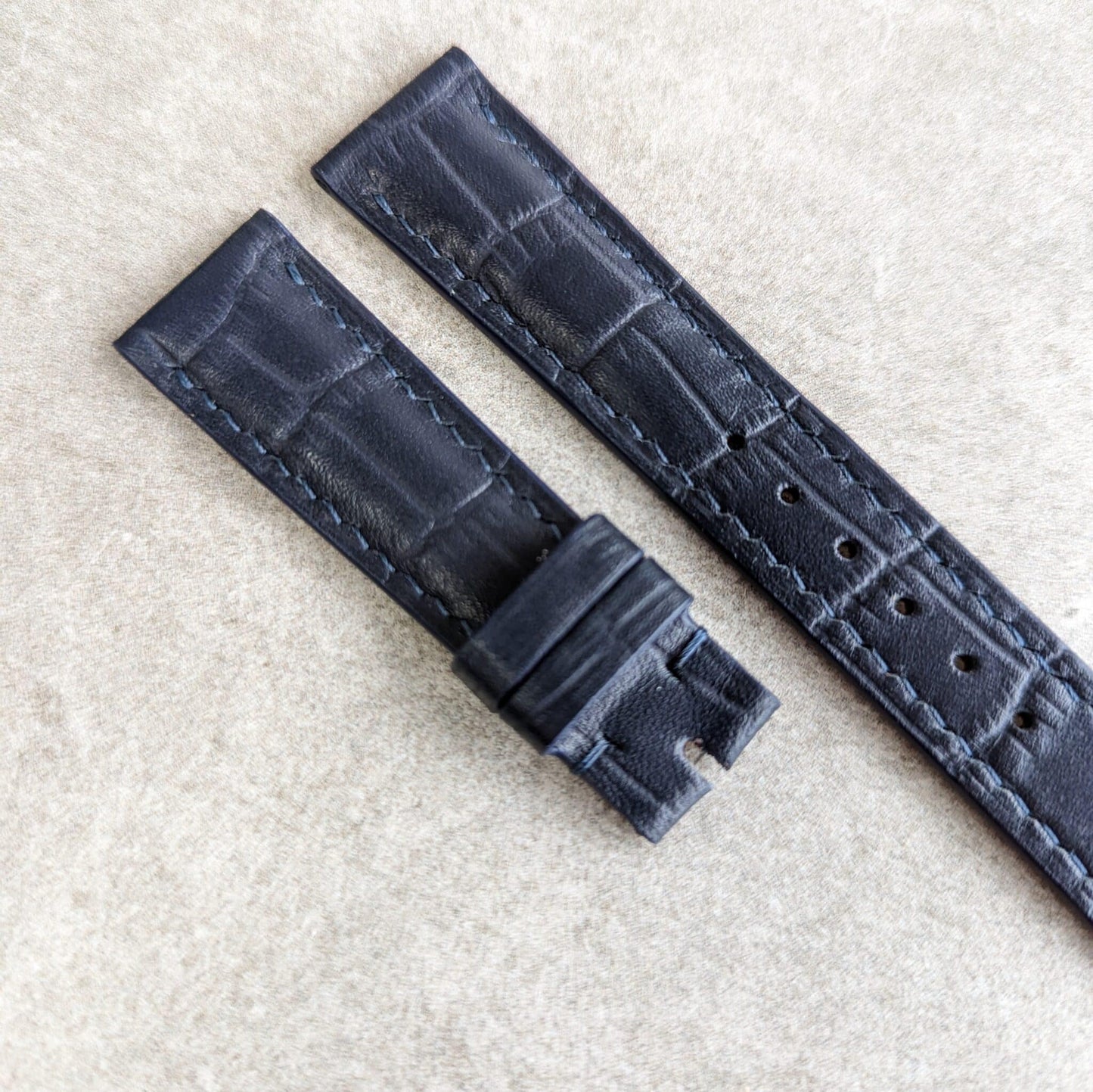 Embossed Crocodile Watch Strap - Deep Blue