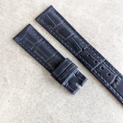 Embossed Crocodile Watch Strap - Deep Blue