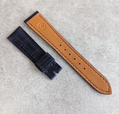 Embossed Crocodile Watch Strap - Deep Blue