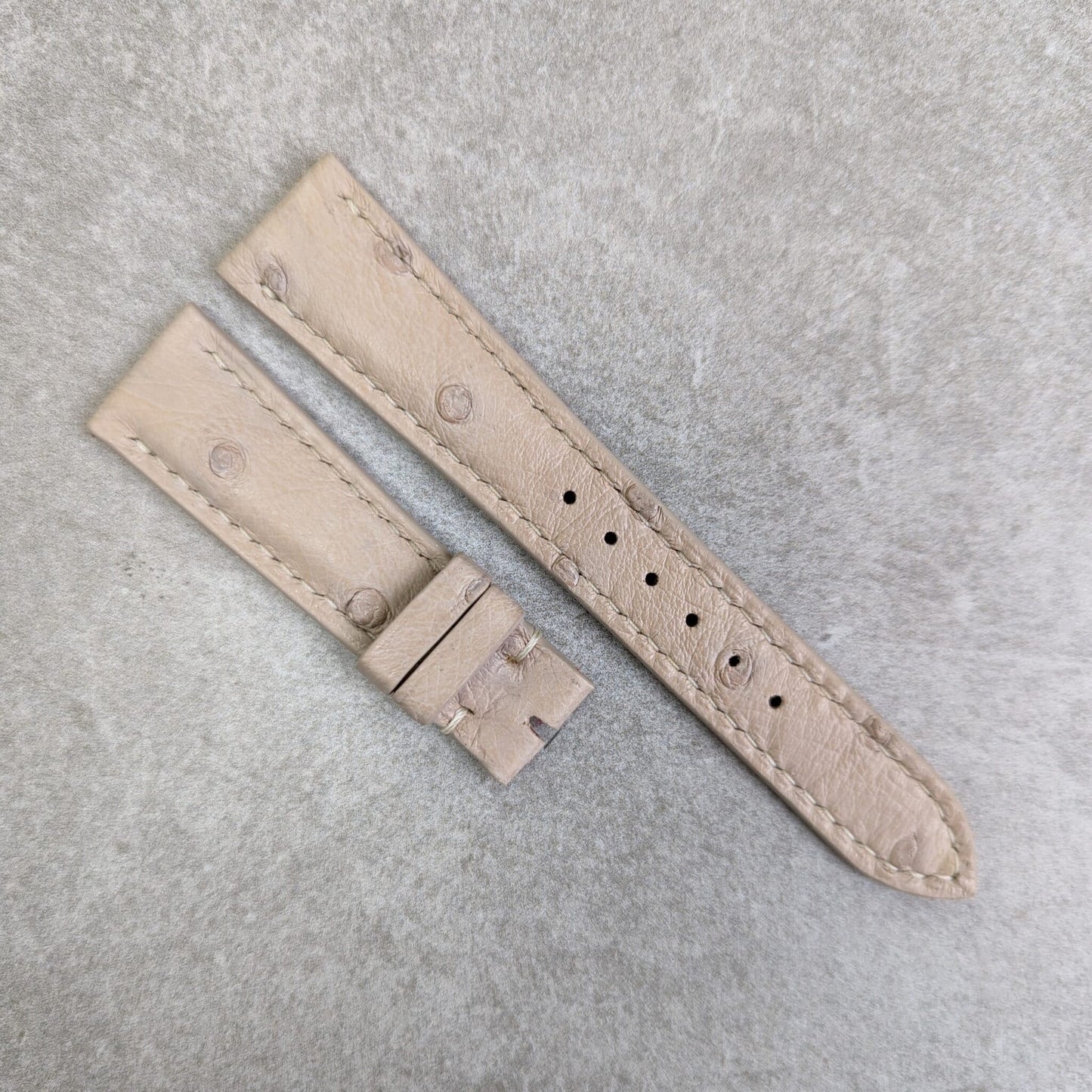 Ostrich Belly Watch Strap - Cream