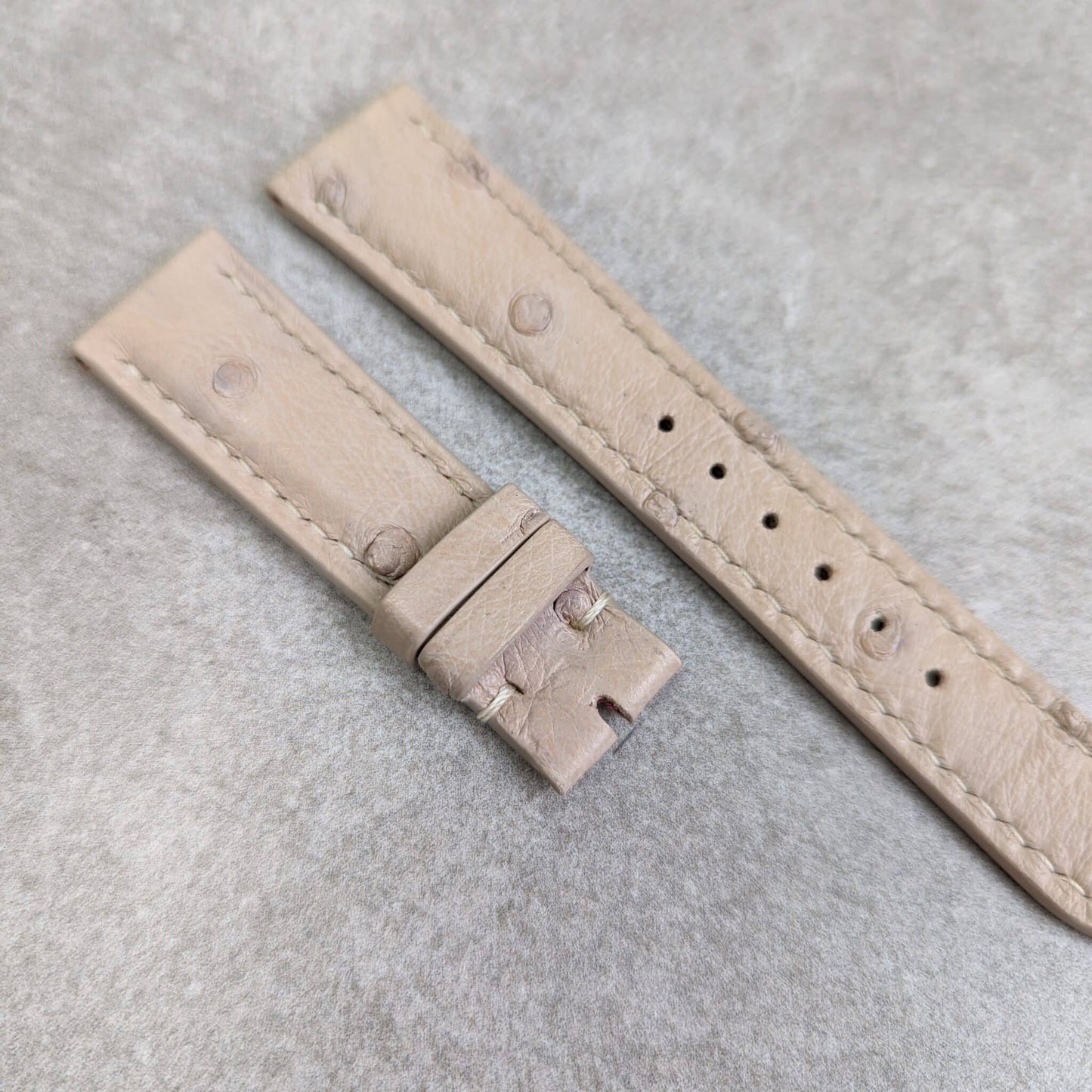 Ostrich Belly Watch Strap - Cream