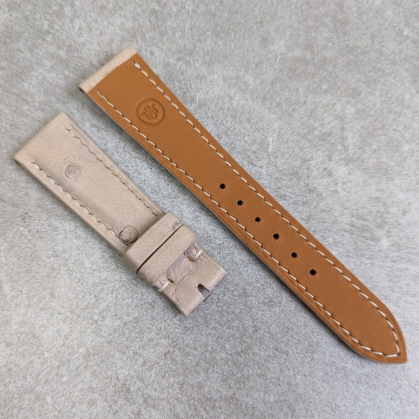 Ostrich Belly Watch Strap - Cream