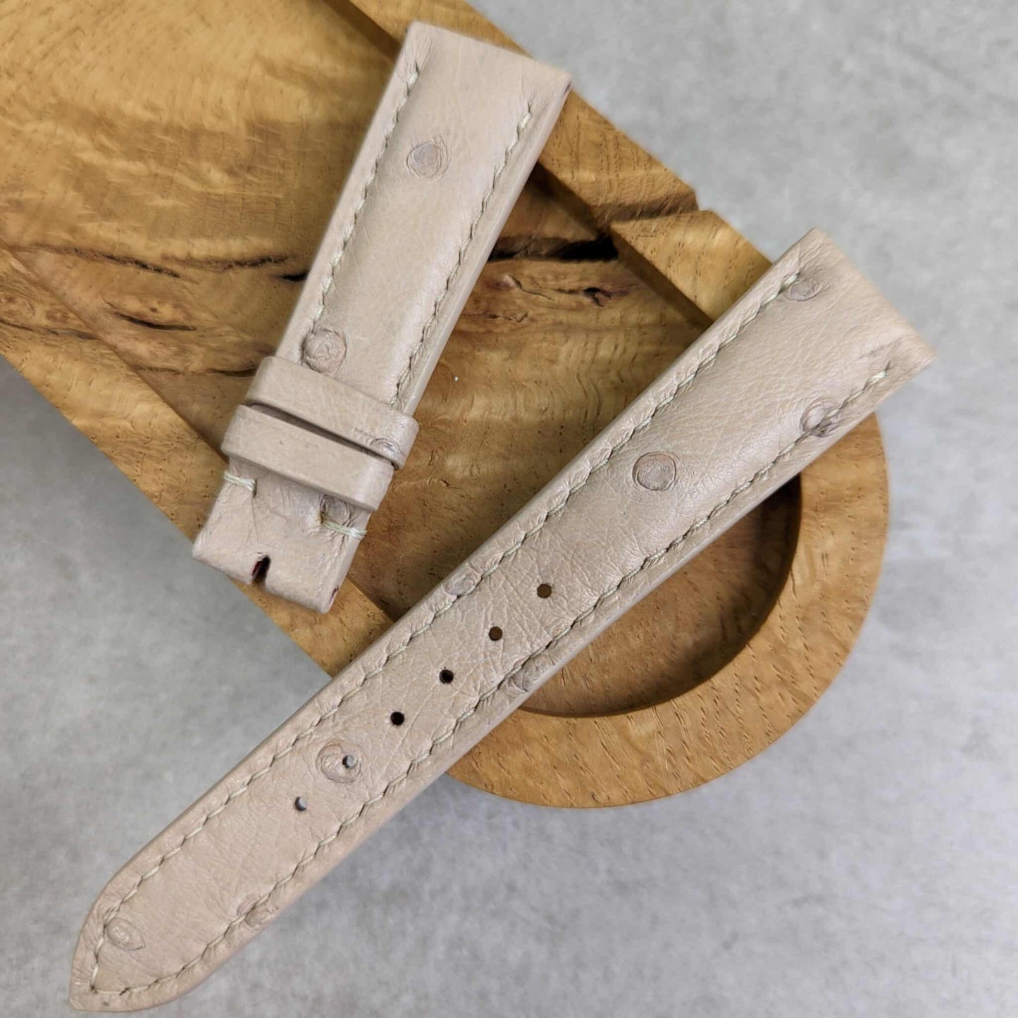 Ostrich Belly Watch Strap - Cream