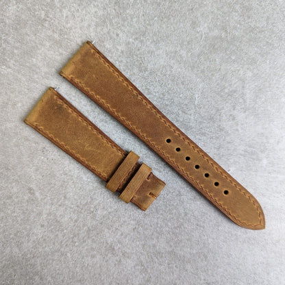 Wax Flat Calfskin Strap - Light Brown W/Matching stitching