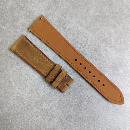 Wax Flat Calfskin Strap - Light Brown W/Matching stitching