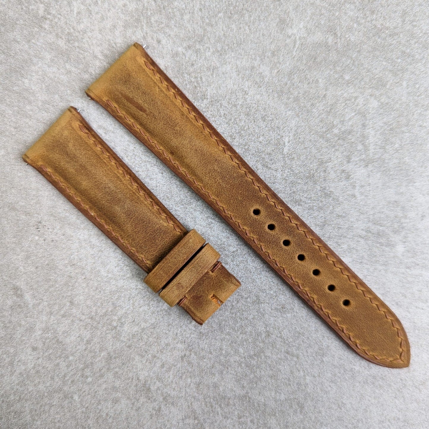 Wax Padded Calfskin Strap - Light Brown W/Matching stitching