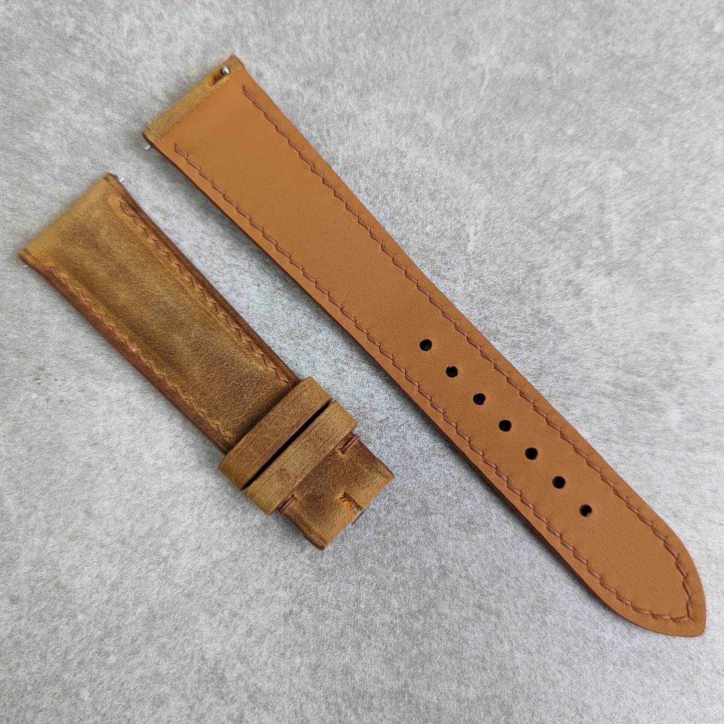 Wax Padded Calfskin Strap - Light Brown W/Matching stitching