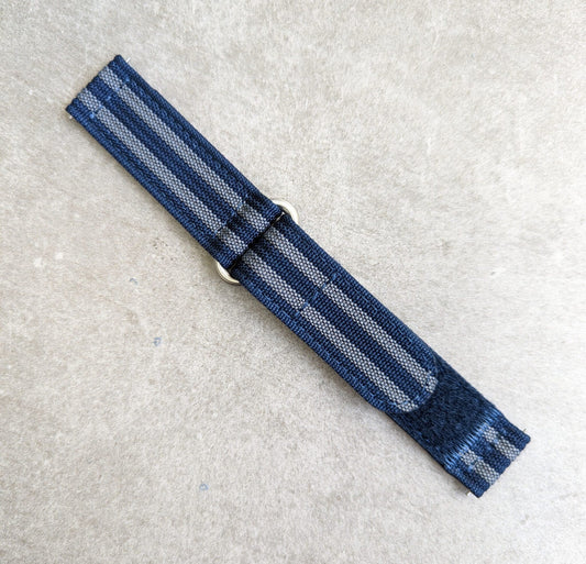 Premium Ribbed Two Piece Ballistic Nylon Strap - Navy & Blue Bond