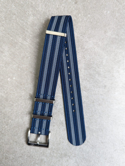 Premium Ribbed Fabric Watch Strap - Navy & Blue Bond