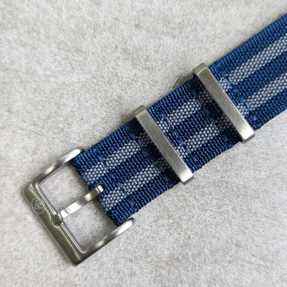 Premium Ribbed Fabric Watch Strap - Navy & Blue Bond