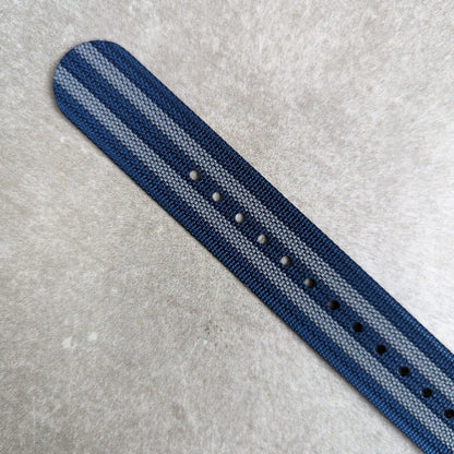 Premium Ribbed Fabric Watch Strap - Navy & Blue Bond