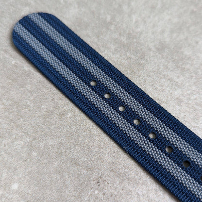 Premium Ribbed Fabric Watch Strap - Navy & Blue Bond