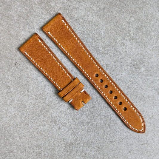 Badalassi Wax Strap - Golden Tan W/Cream stitch