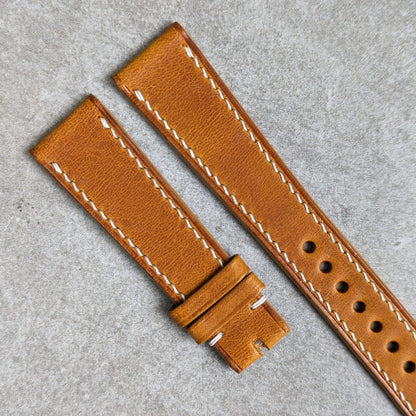 Badalassi Wax Strap - Golden Tan W/Cream stitch