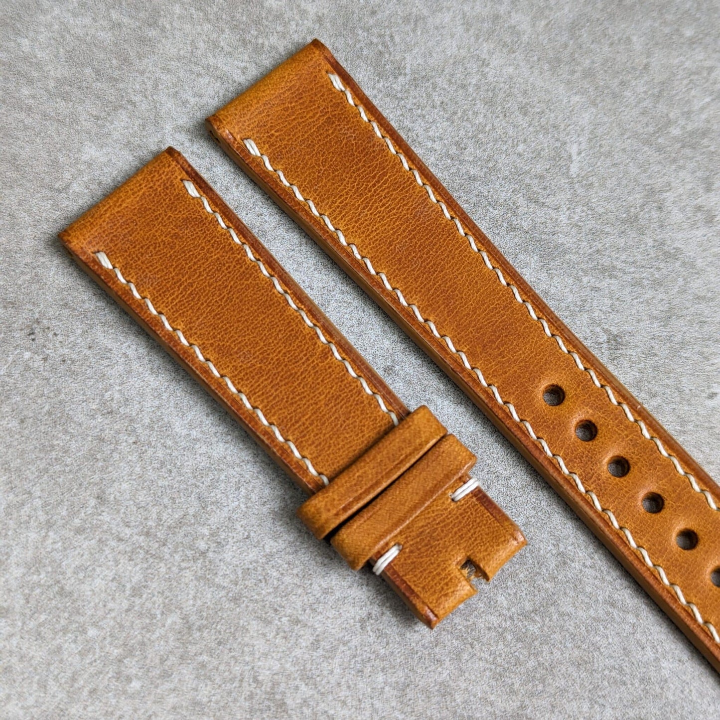 Badalassi Wax Strap - Golden Tan W/Cream stitch