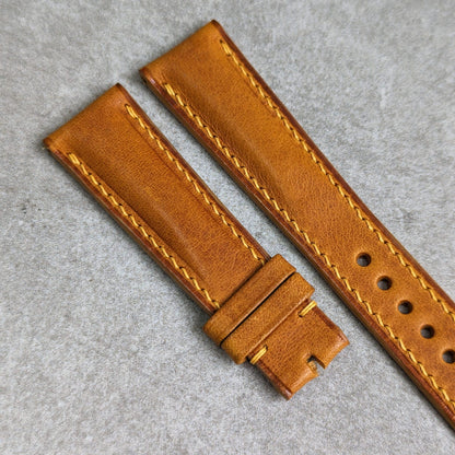 Badalassi Wax Strap - Golden Tan Padded W/Matching stitch