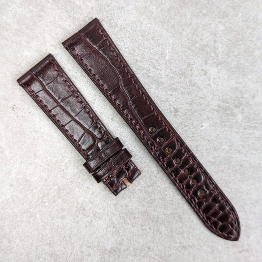 Embossed Crocodile Watch Strap - No padding, Claret