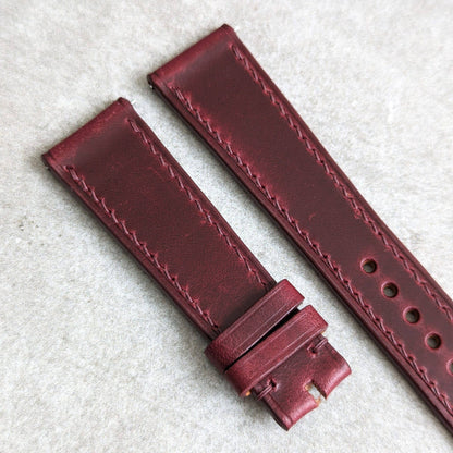 Virginia Chrome Strap Tanned - Burgundy W/Matching Stitch