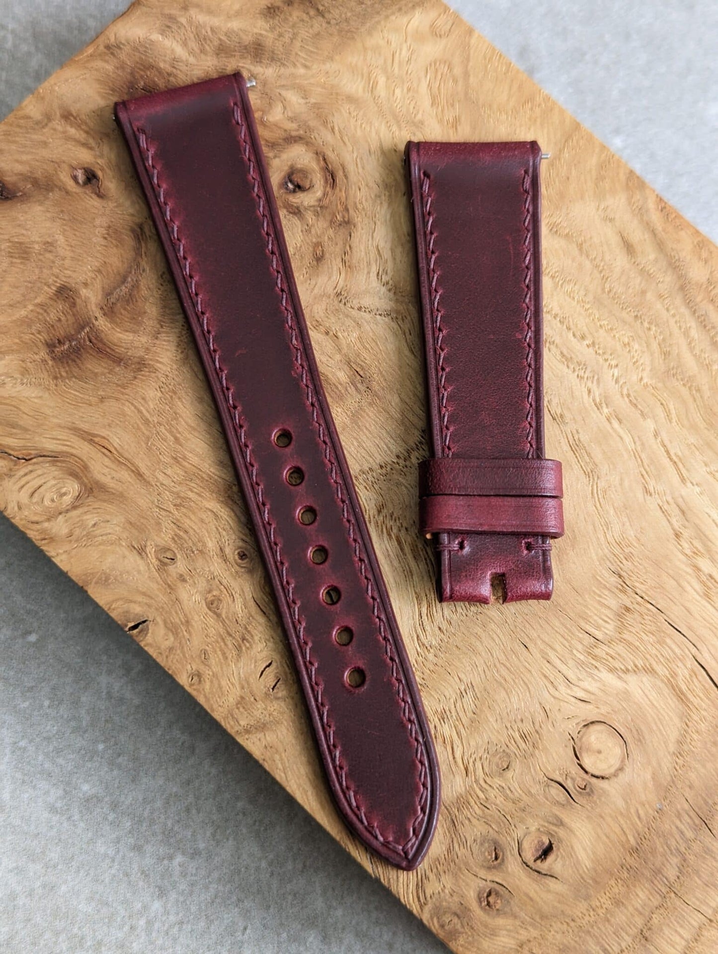 Virginia Chrome Strap Tanned - Burgundy W/Matching Stitch