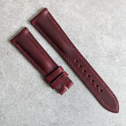 Virginia Chrome Strap Tanned - Burgundy Padded W/Matching Stitch