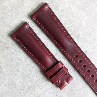 Virginia Chrome Strap Tanned - Burgundy Padded W/Matching Stitch