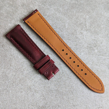 Virginia Chrome Strap Tanned - Burgundy Padded W/Matching Stitch