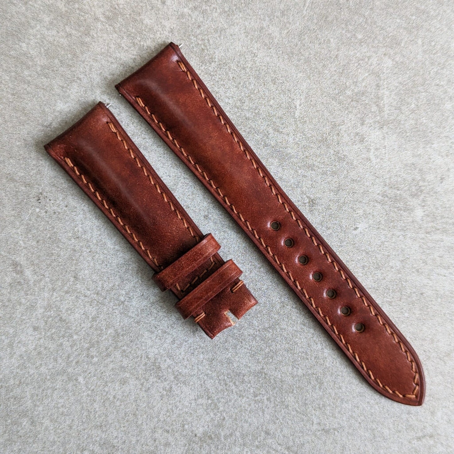 Shell Cordovan Watch Strap - Cognac Padded Marbled Museum