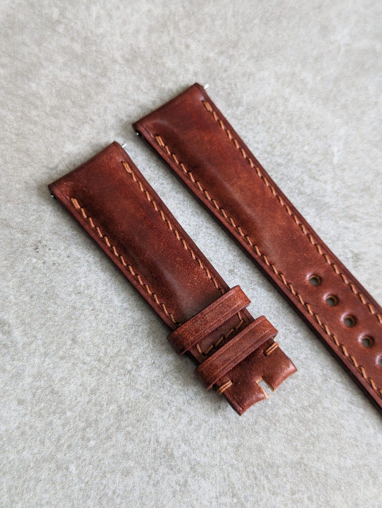 Shell Cordovan Watch Strap - Cognac Padded Marbled Museum